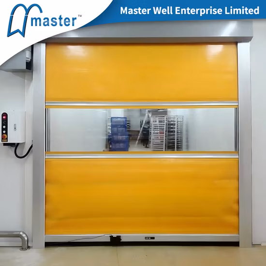 Porta avvolgibile ad alta velocità automatica industriale in tessuto PVC ad alte prestazioni Porta avvolgibile ad azione rapida Porte avvolgibili ad alta velocità esterne o interne